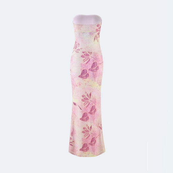 [NWT] Tiger Mist Morgan Dress - Strapless Pink Floral Maxi - Small - Picture 6 of 14